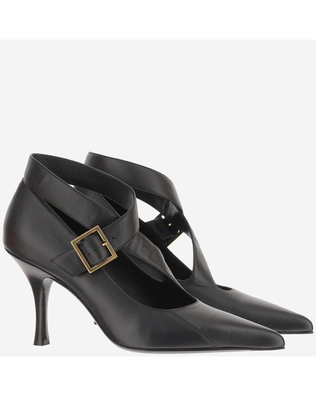 Khaite Black Leather Pumps