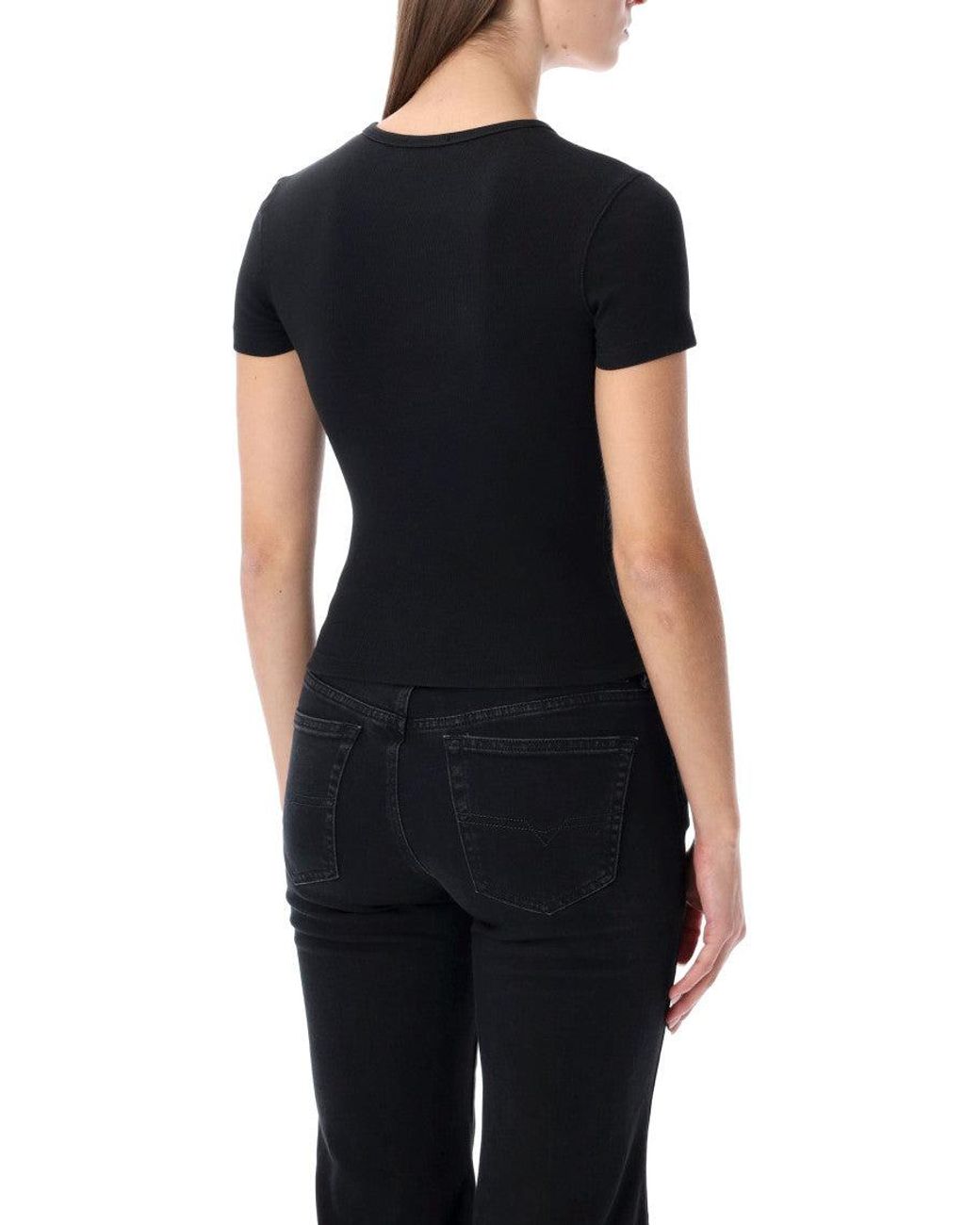DIESEL Black Cotton Logo T-Shirt