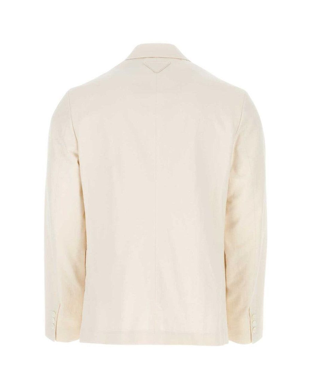 Prada White Ivory Cotton Blazer for men