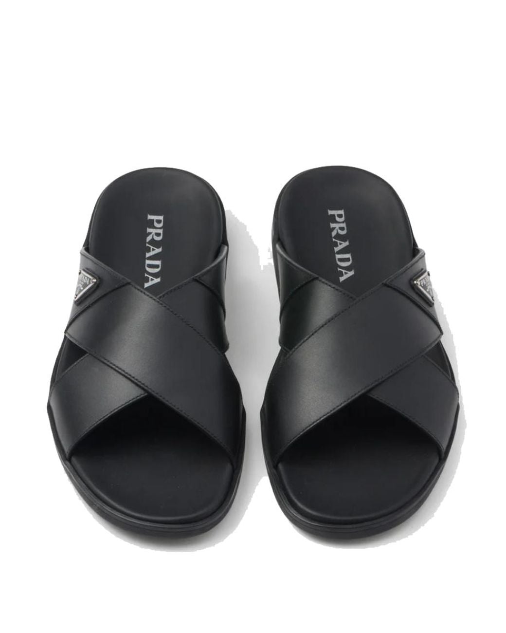 Prada Black Leather Sandals for men