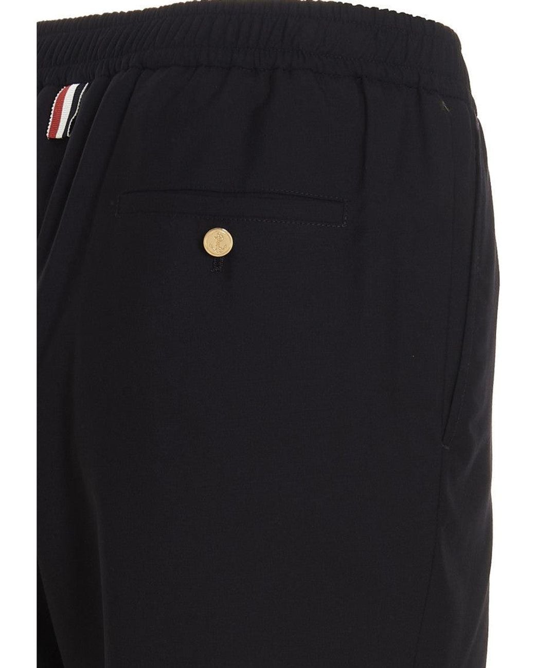 Thom Browne Black Wool Stripes Joggers for men