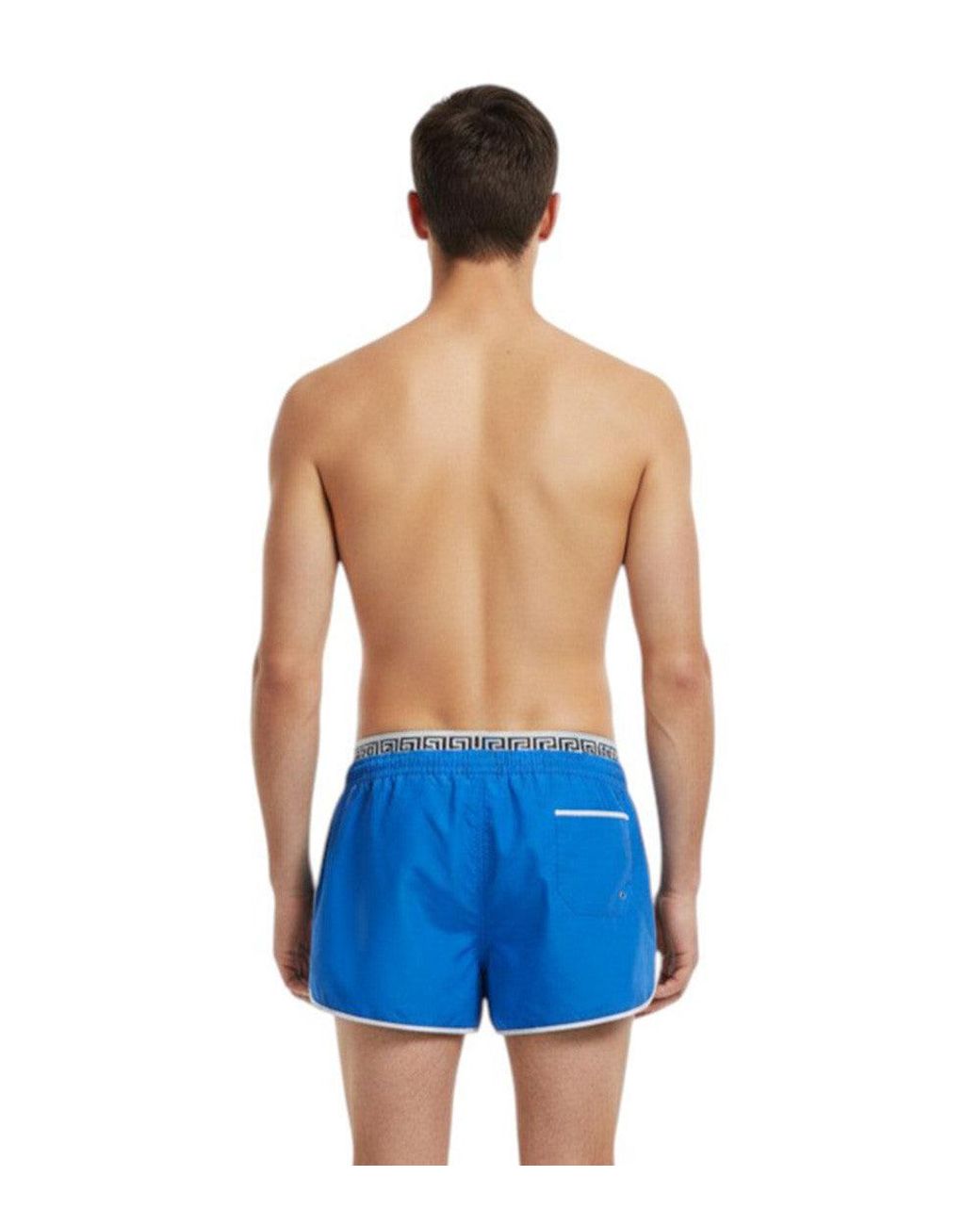 Versace Blue Logo Band Swim Shorts for men