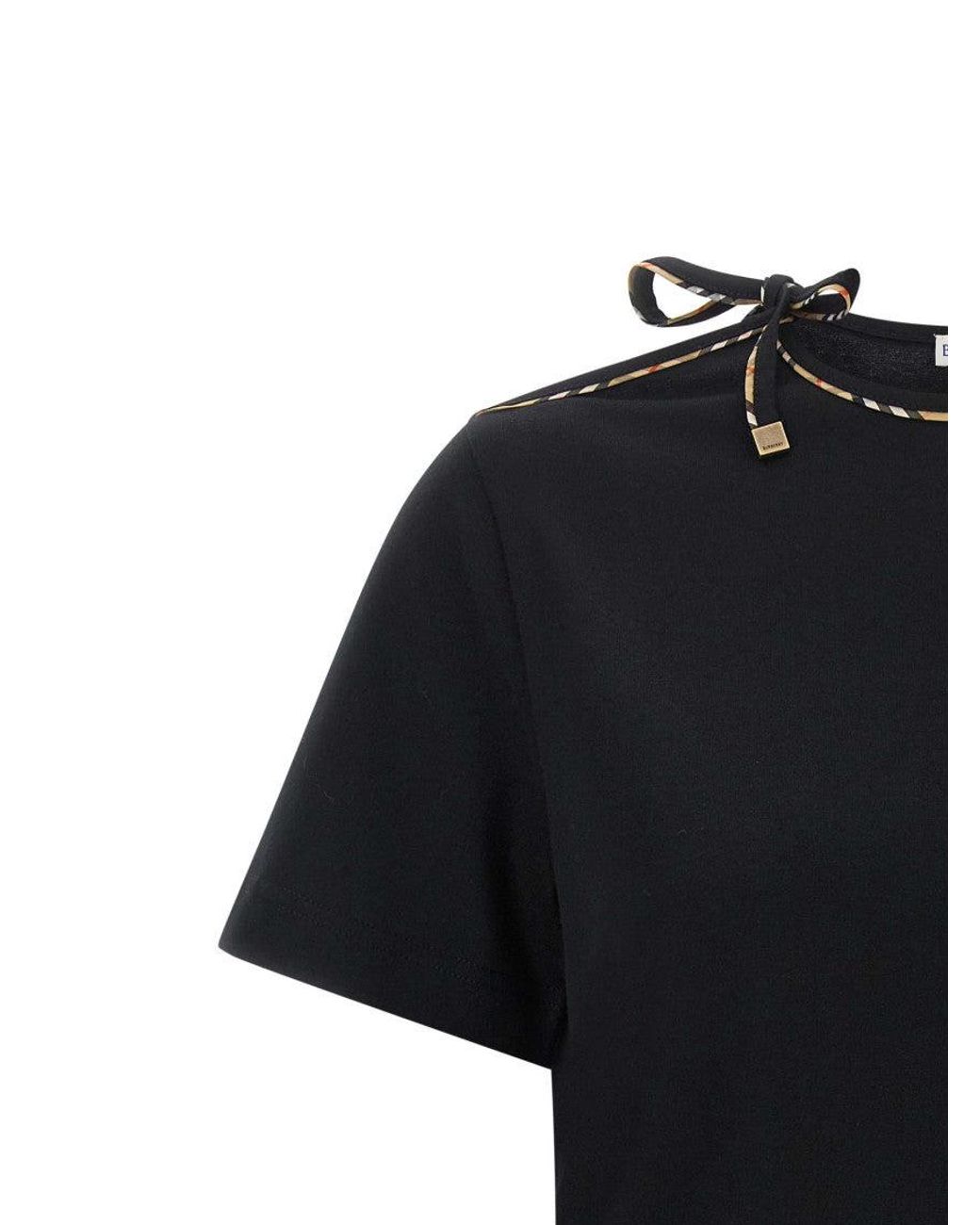 Burberry Black Solid Crew Neck T-Shirt