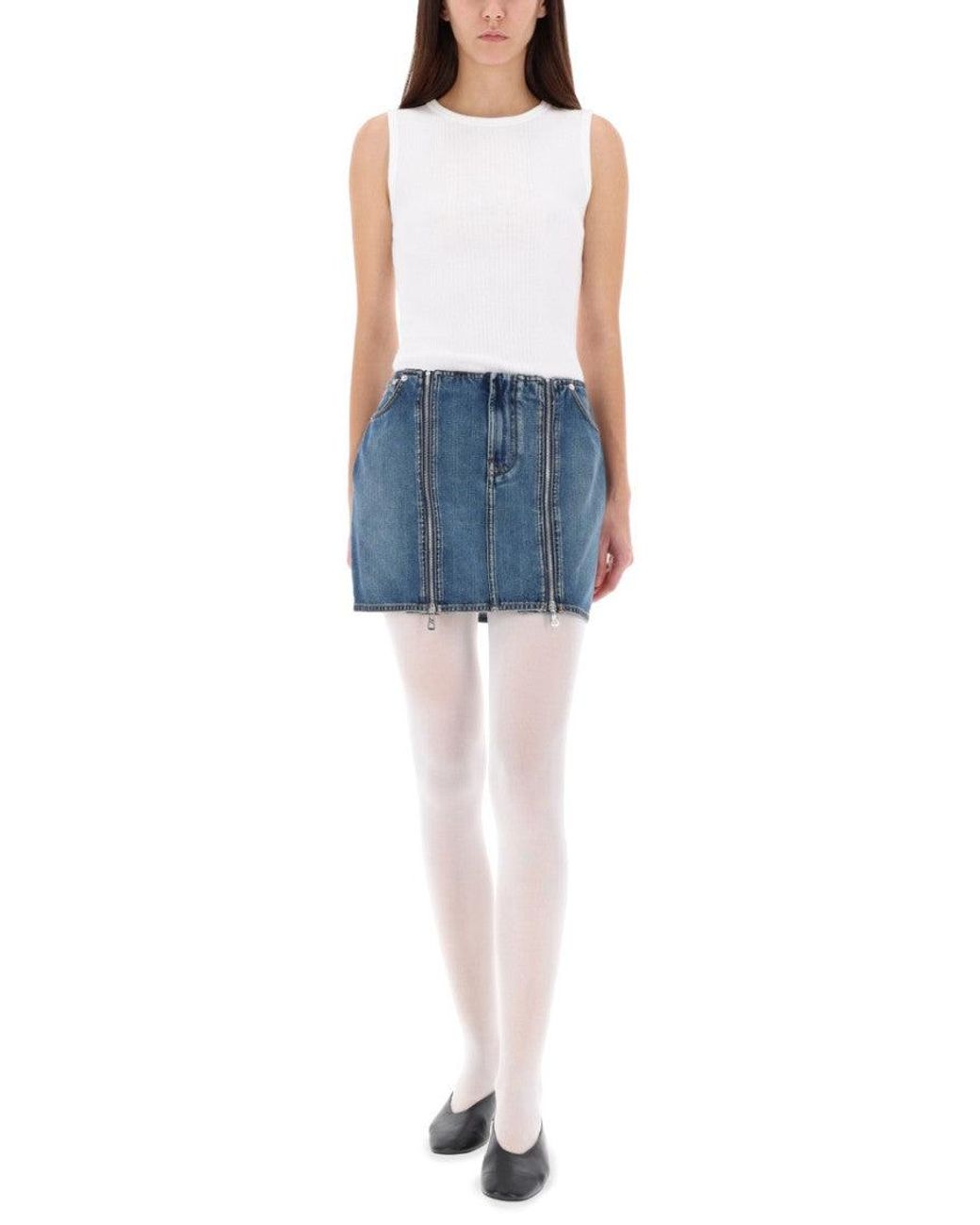 Jean Paul Gaultier Blue Denim Solid Mini Skirt