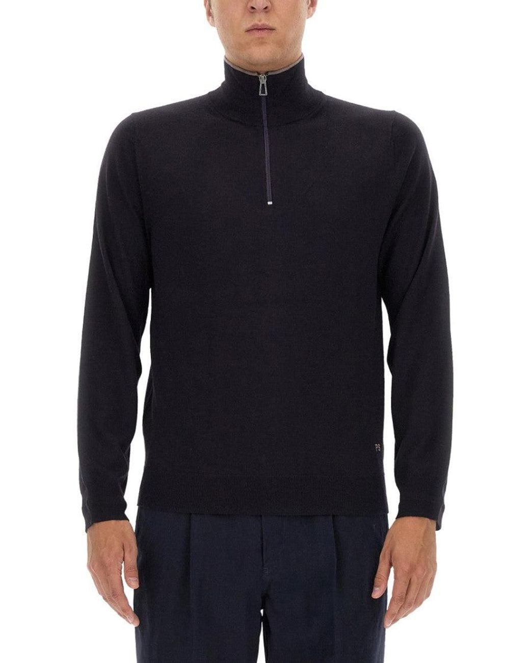 Paul Smith Blue Mock Collar Sweaters for men