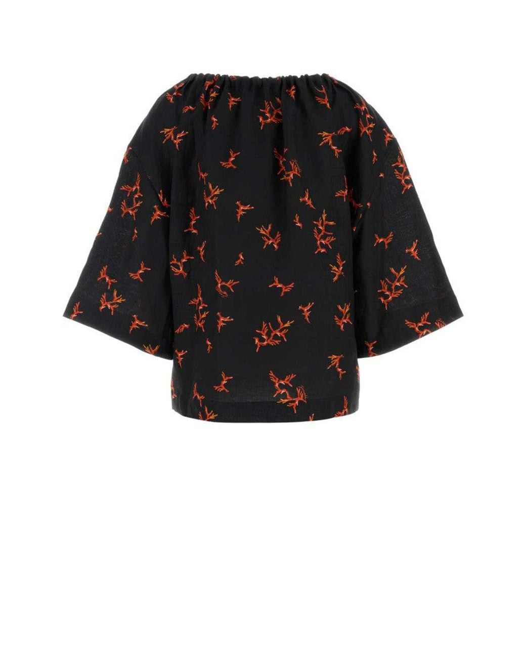 Fendi Black Multicolour Crew Neck Printed Top