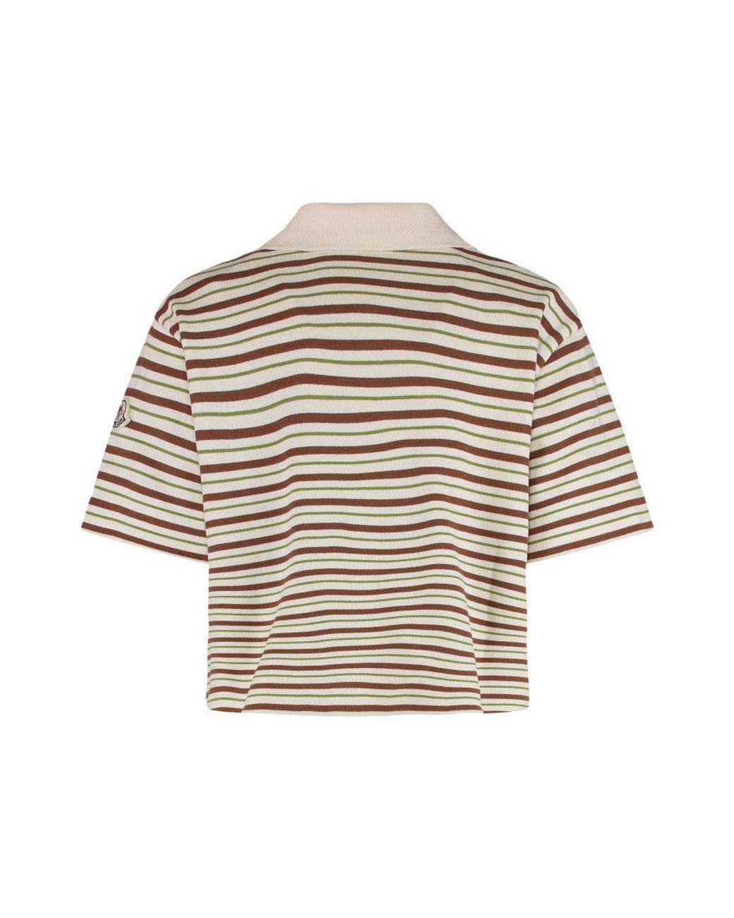 Moncler Natural Striped Shirt Collar Polo