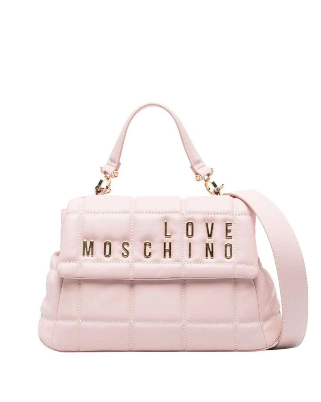 Love Moschino Pink Light Logo Medium Satchel