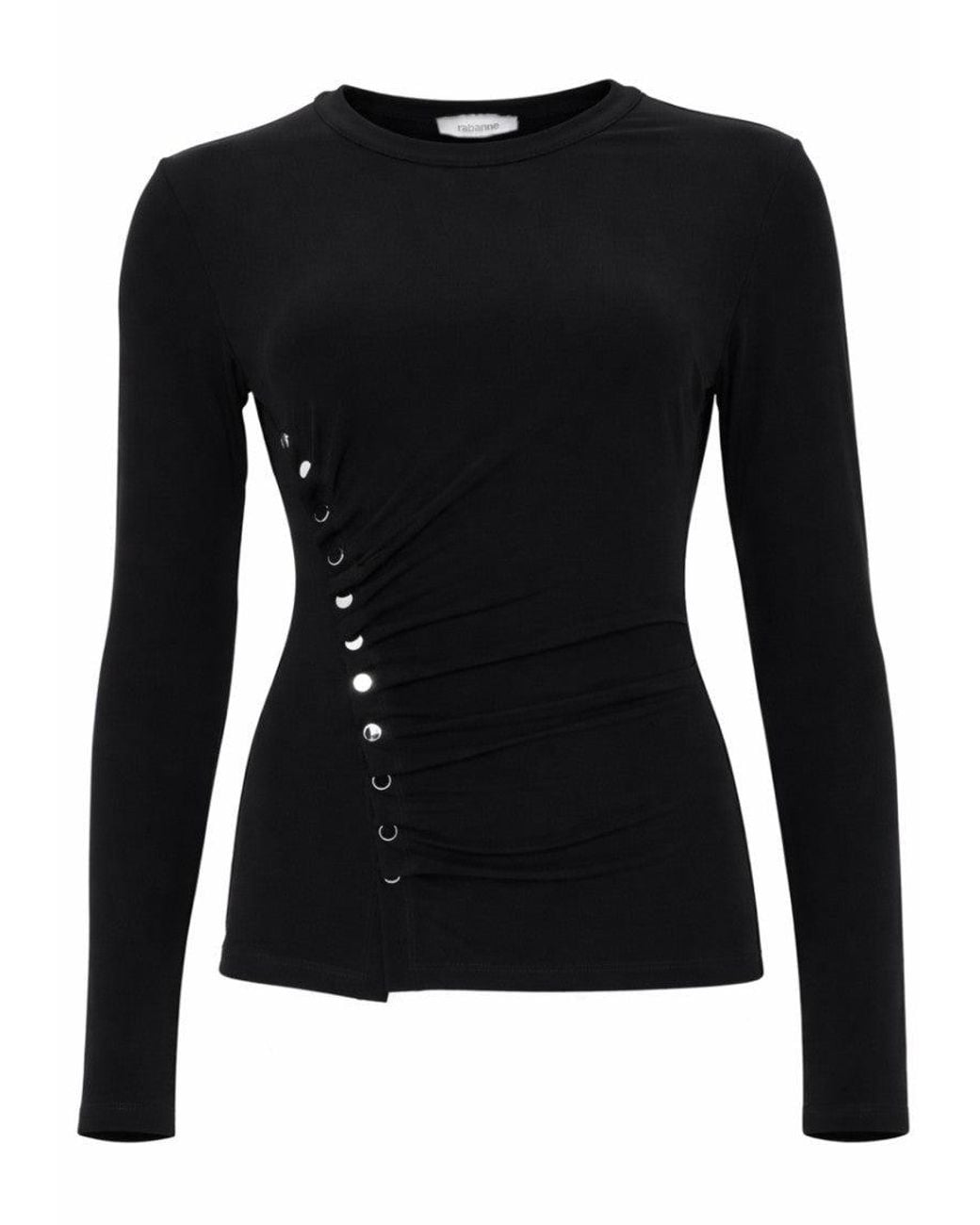 Rabanne Black Solid Crew Neck Top