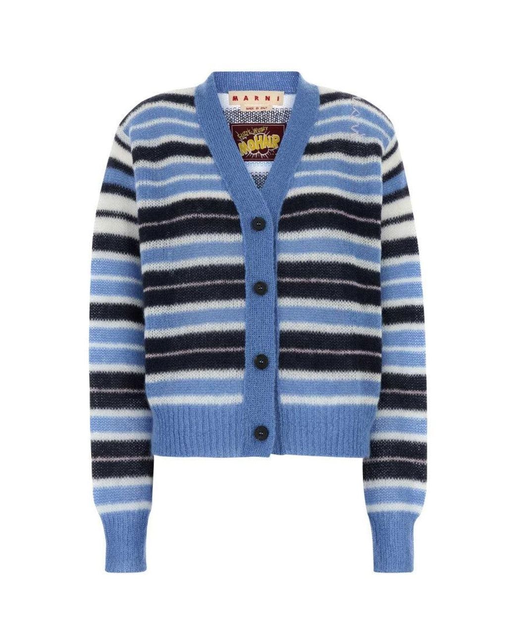 Marni Blue Mohair Wool Blend Cardigan