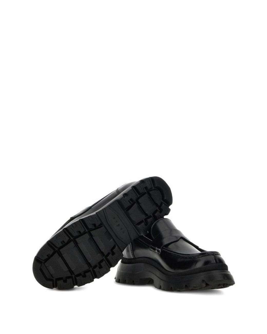 Hogan Black Leather Loafers for men