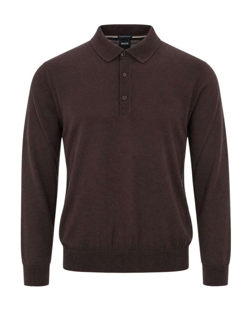 Boss Brown Regular Polo Sweater for men