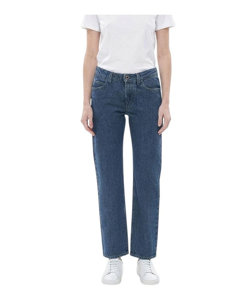 Off-White c/o Virgil Abloh Blue Straight High Rise Jeans
