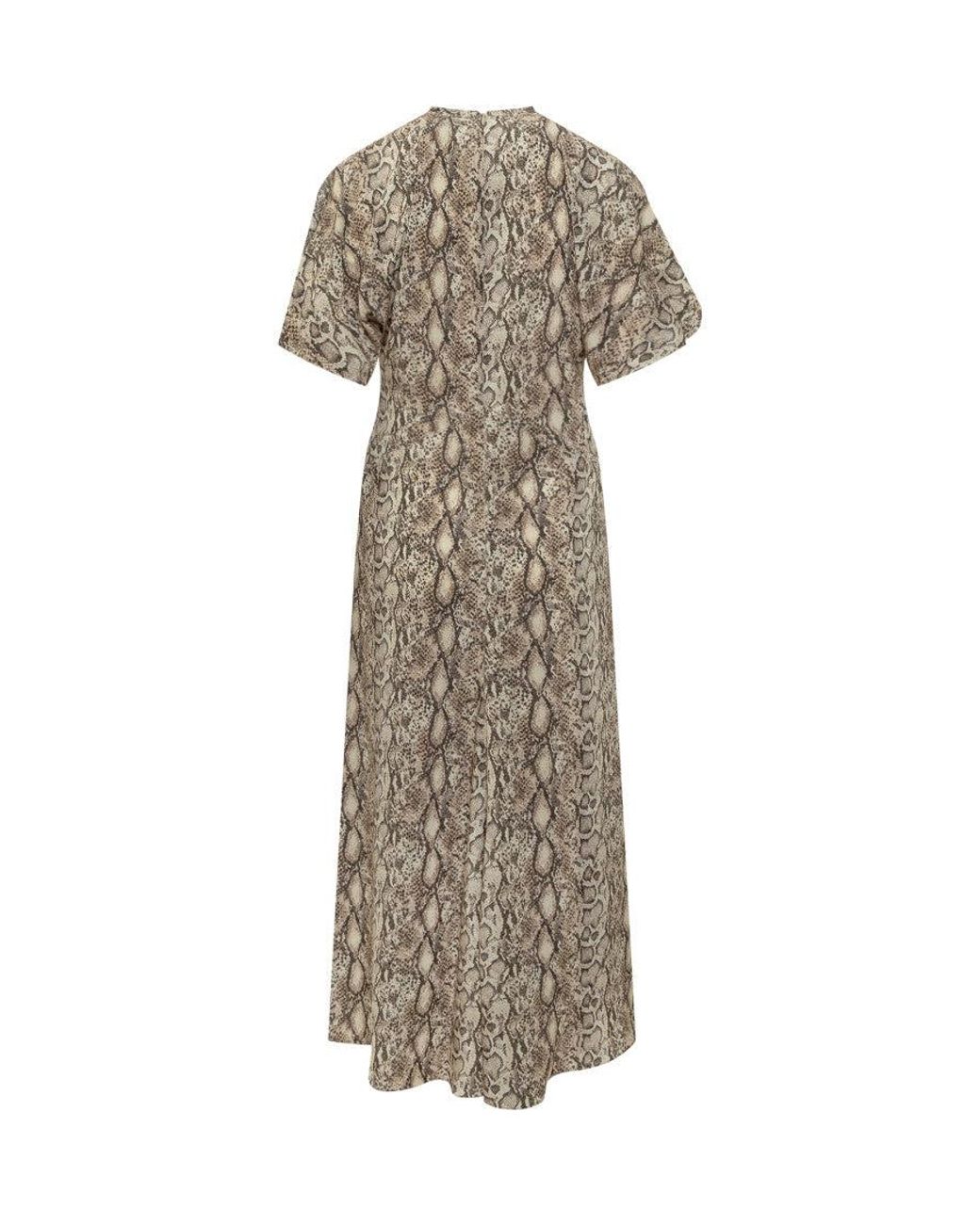 Isabel Marant Natural Animal Print Round Neck Maxi Dress