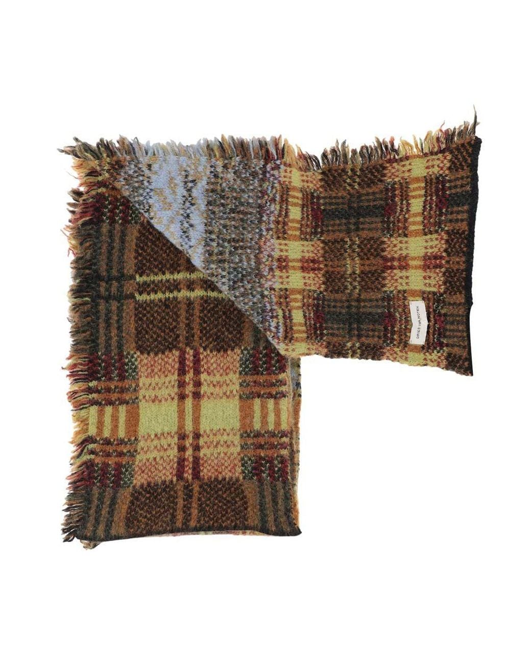 Dries Van Noten Gray Geometric Pattern Scarf