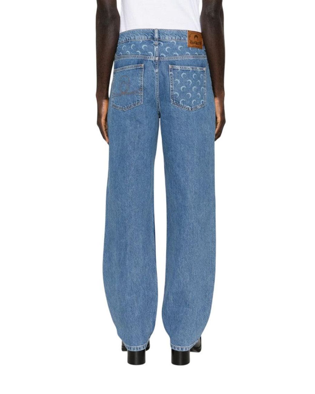 MARINE SERRE Blue Straight Leg Denim Jeans for men