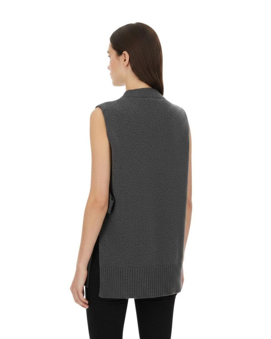Miu Miu Gray Knitted V Neck Sweater