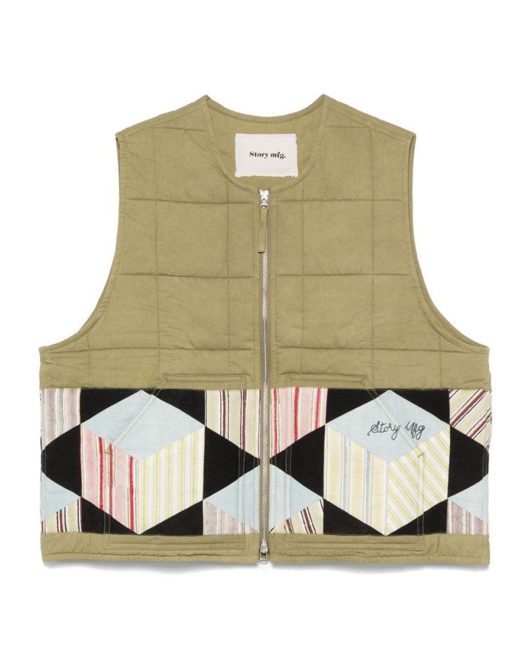 STORY mfg. Green Sleeveless Zip Vest for men