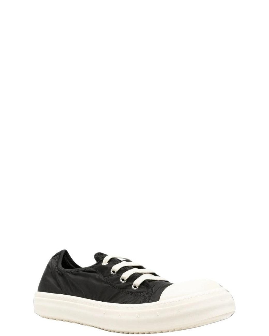 Rick Owens Black Lace Up Low-Top Sneakers for men