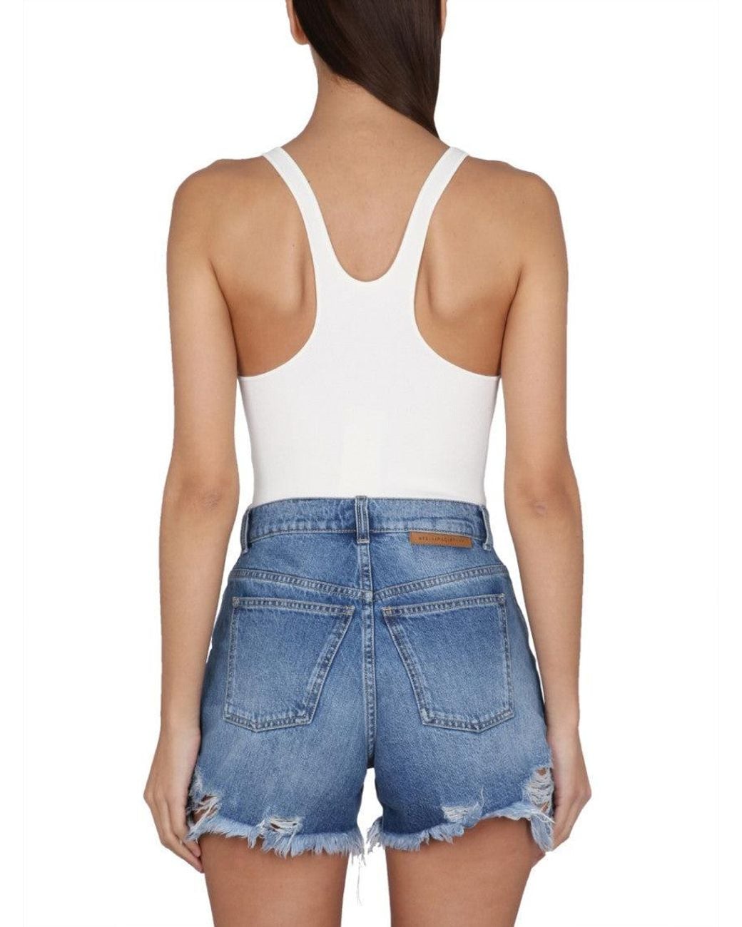 Stella McCartney Blue Solid Scoop Neck Top