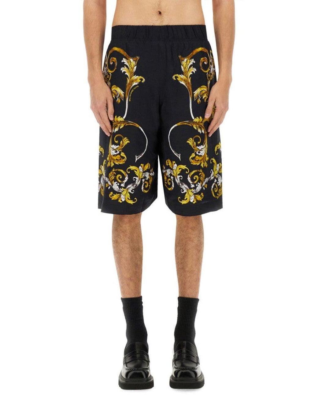 Versace Jeans Couture Black Printed Shorts for men