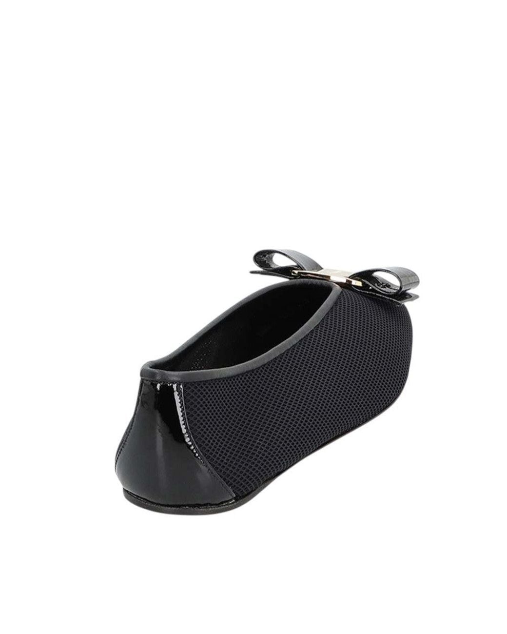 Ferragamo Black Mesh Ballet Flats