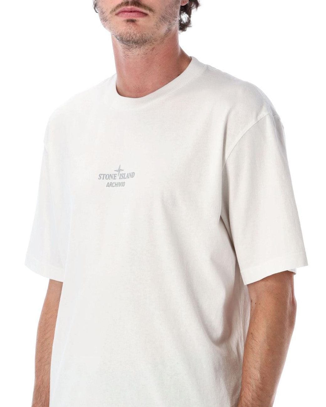 Stone Island White Crew Neck T-Shirt for men