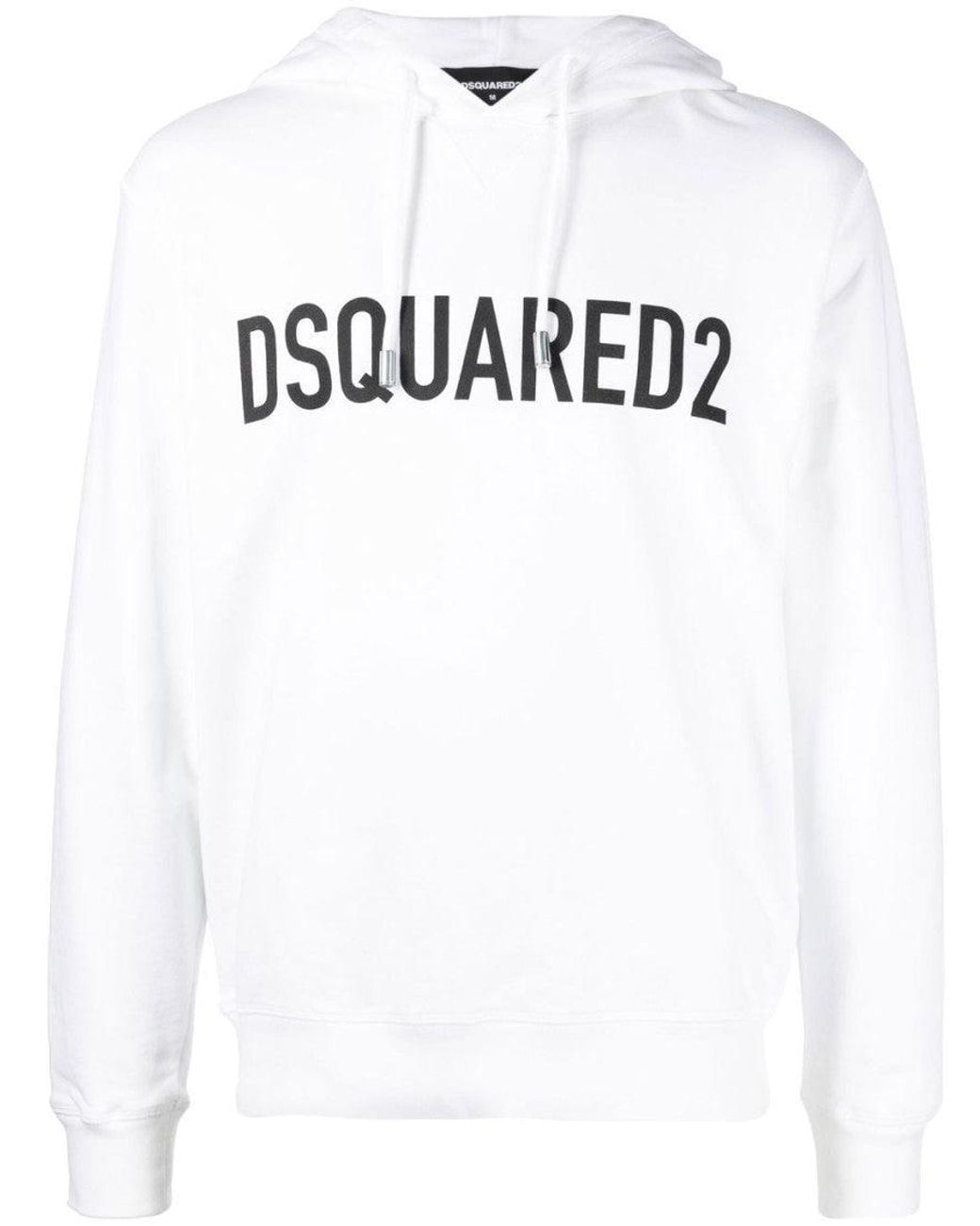 DSquared² White Logo-Print Hoodie for men
