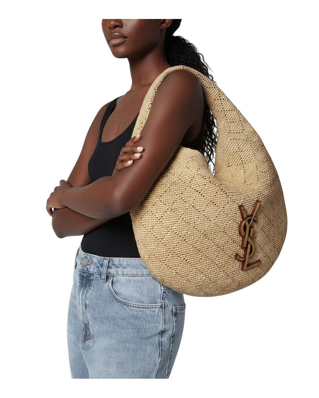 Saint Laurent Metallic Natural Icare Large Hobo