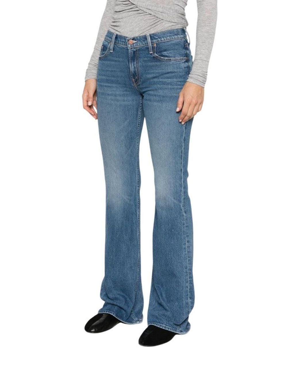 Mother Blue Flared High Rise Jeans