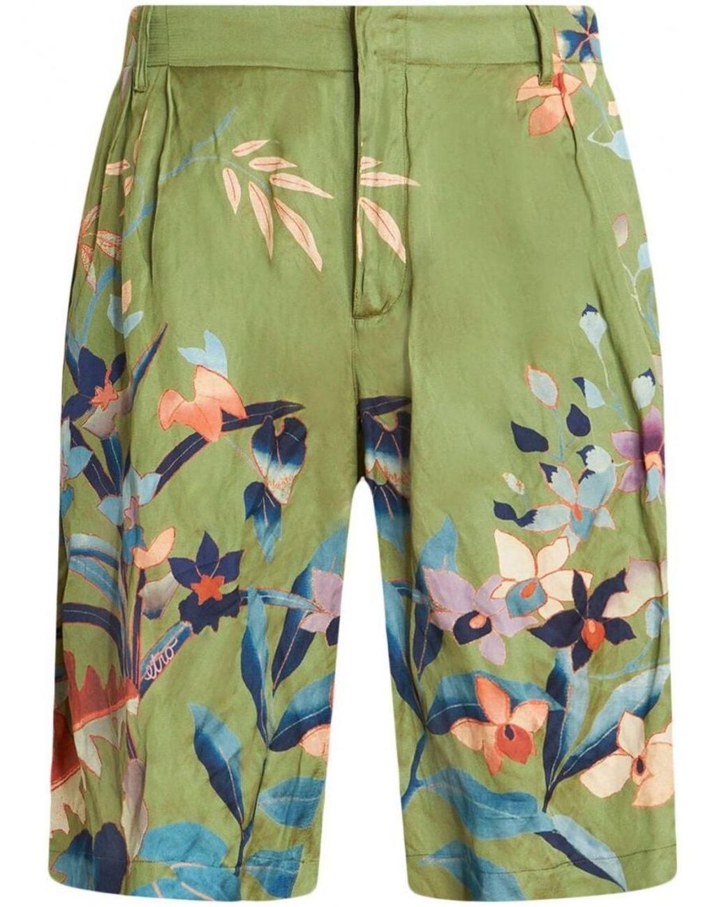 Etro Green Printed Shorts for men
