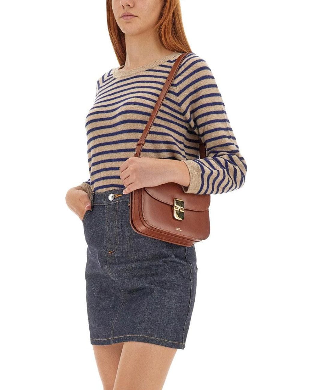A.P.C. Red Regular Fit Striped Round Neckline Sweater