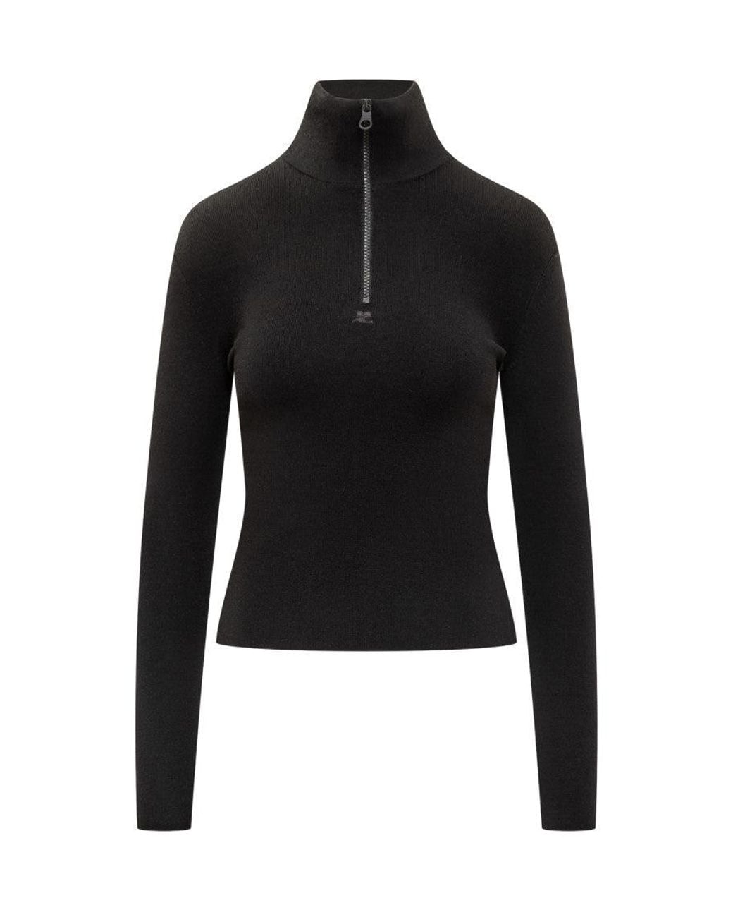 Courreges Black Solid Turtle Neck Sweater