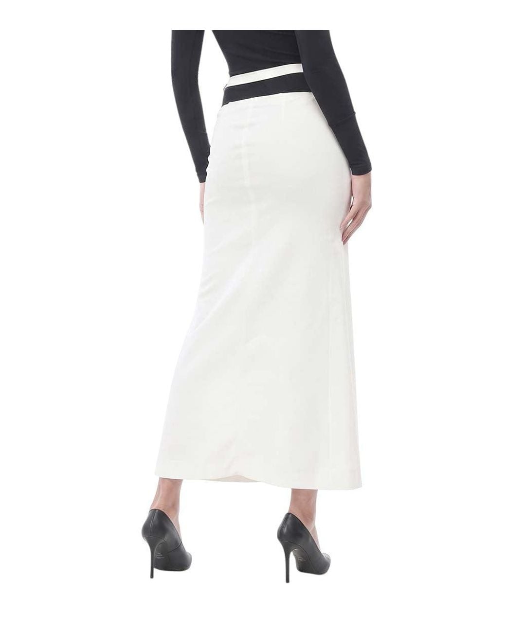 The Attico White Solid Midi Skirt