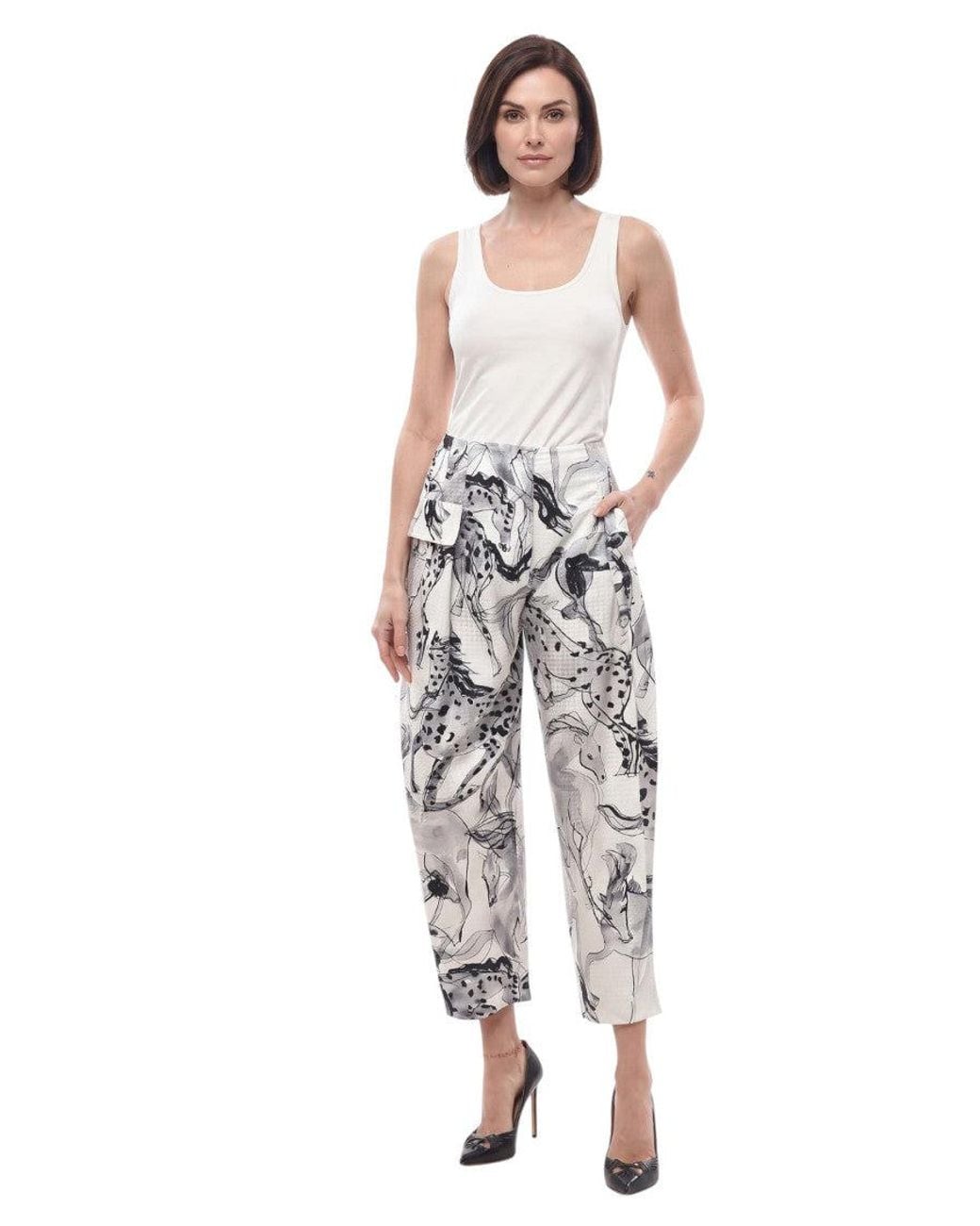 Stella McCartney Gray Blackwhite Straight Pleated Pants
