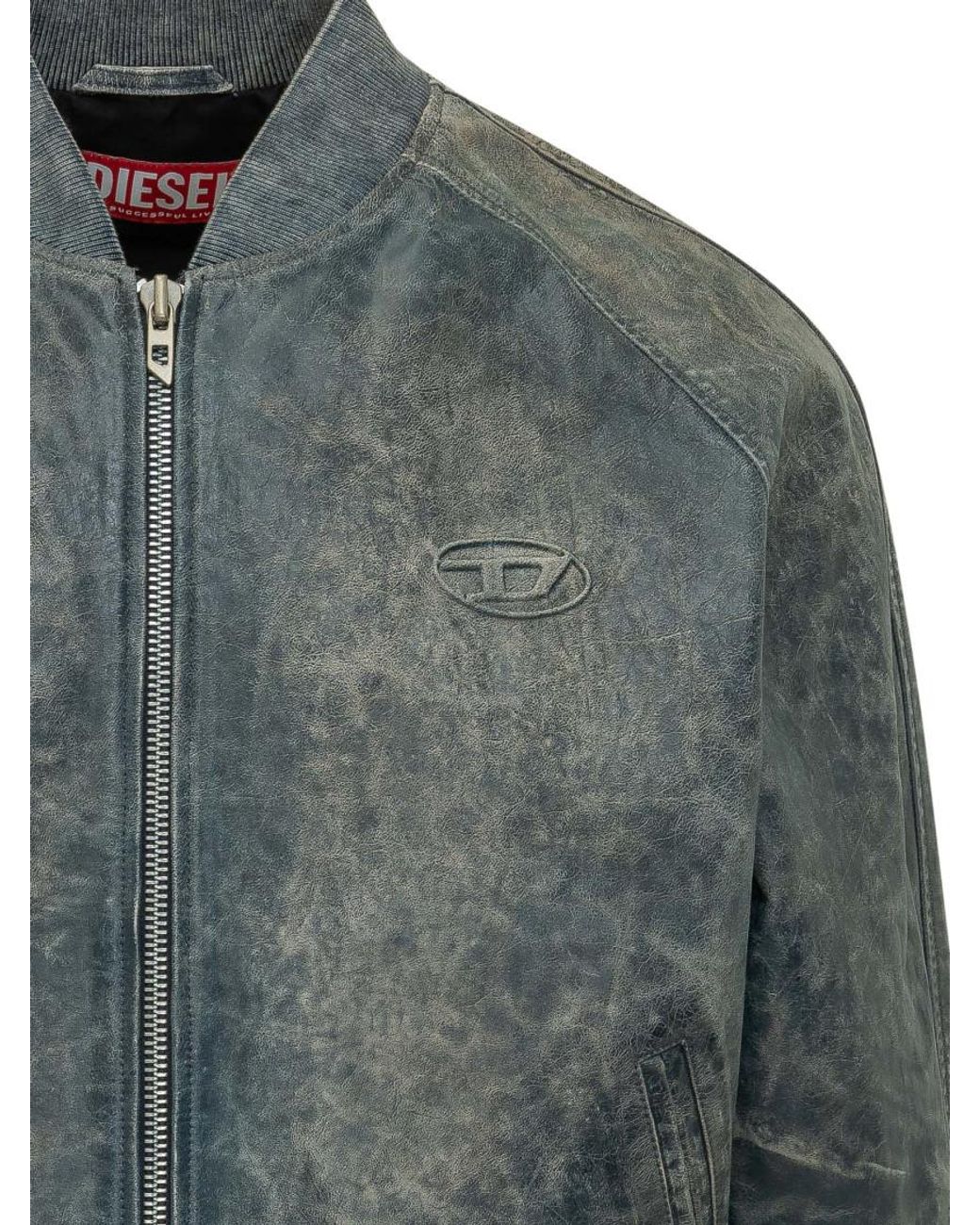 DIESEL Green Solid Band Collar Jacket for men
