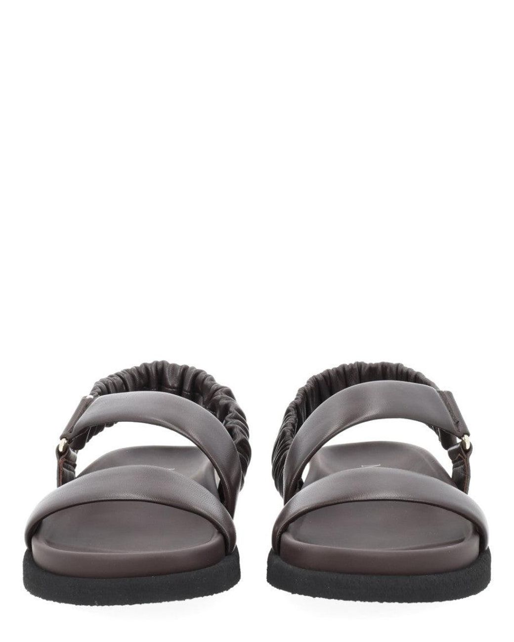 Max Mara Brown Macro Leather Sandals