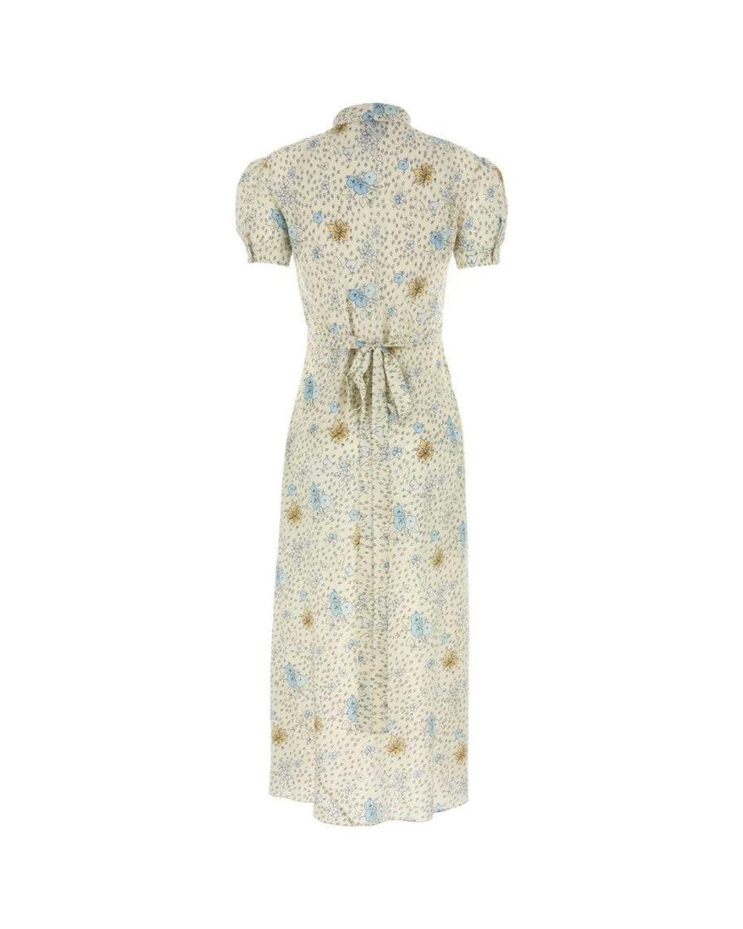 Miu Miu White Printed Silk Dress