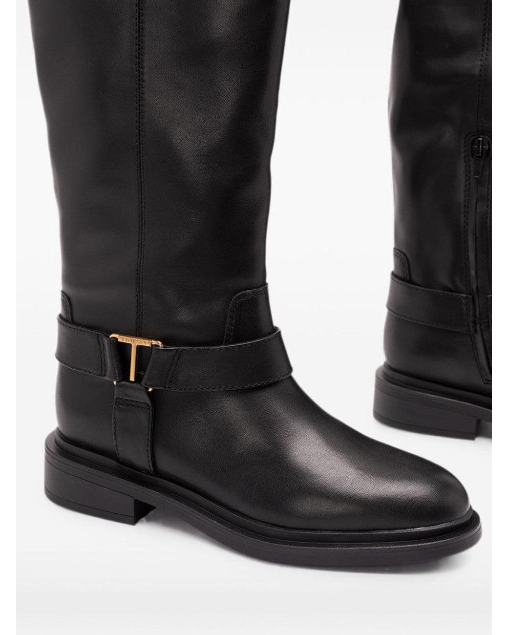 Twinset Black Logo Leather Boots
