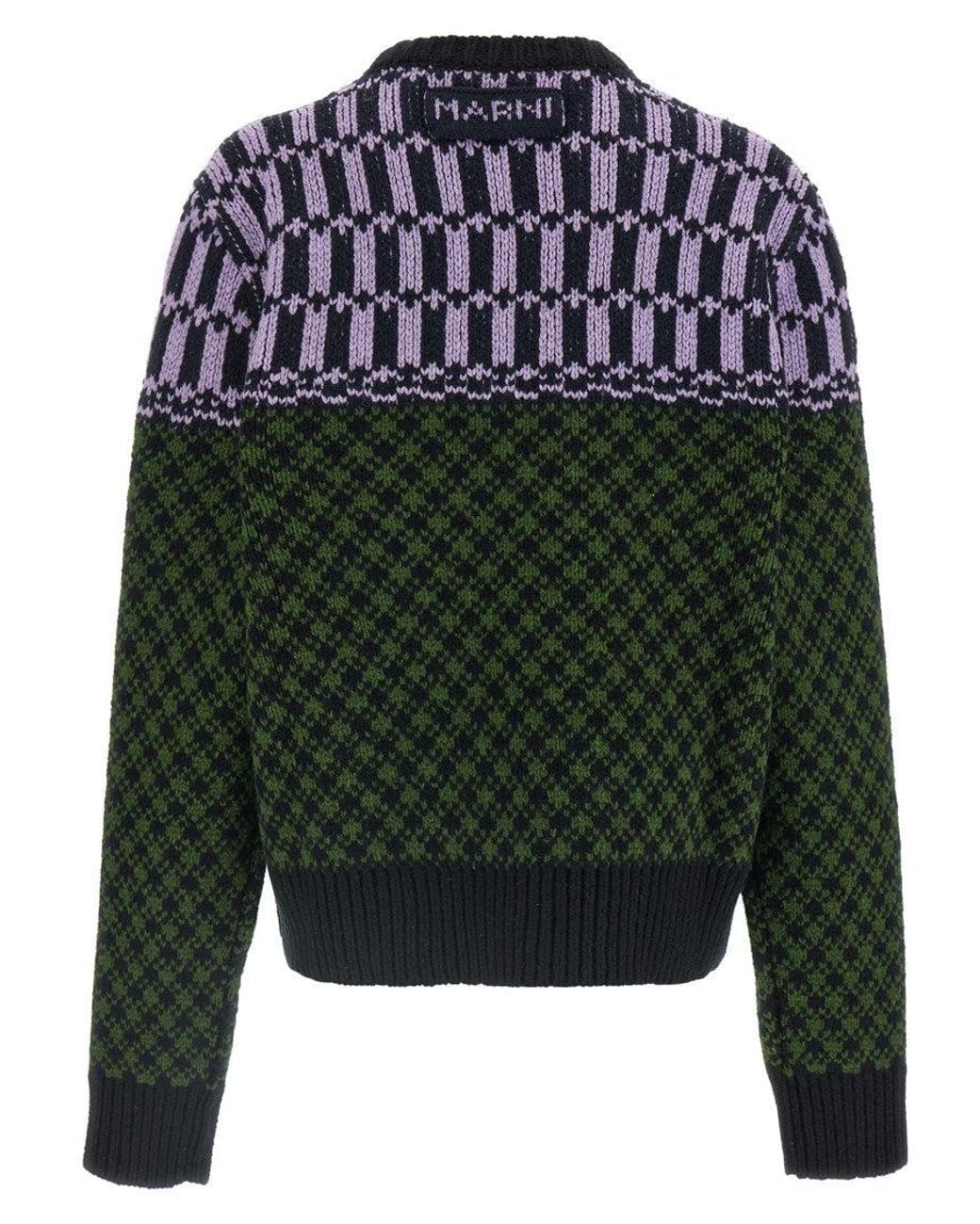 Marni Green V Neck Sweater for men
