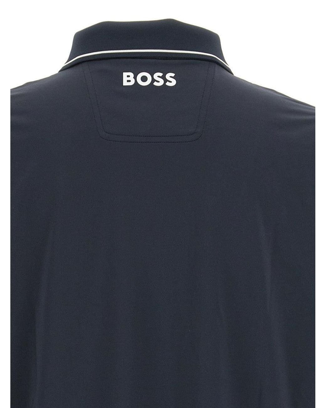 Boss Blue Logo Shirt Collar Polo for men