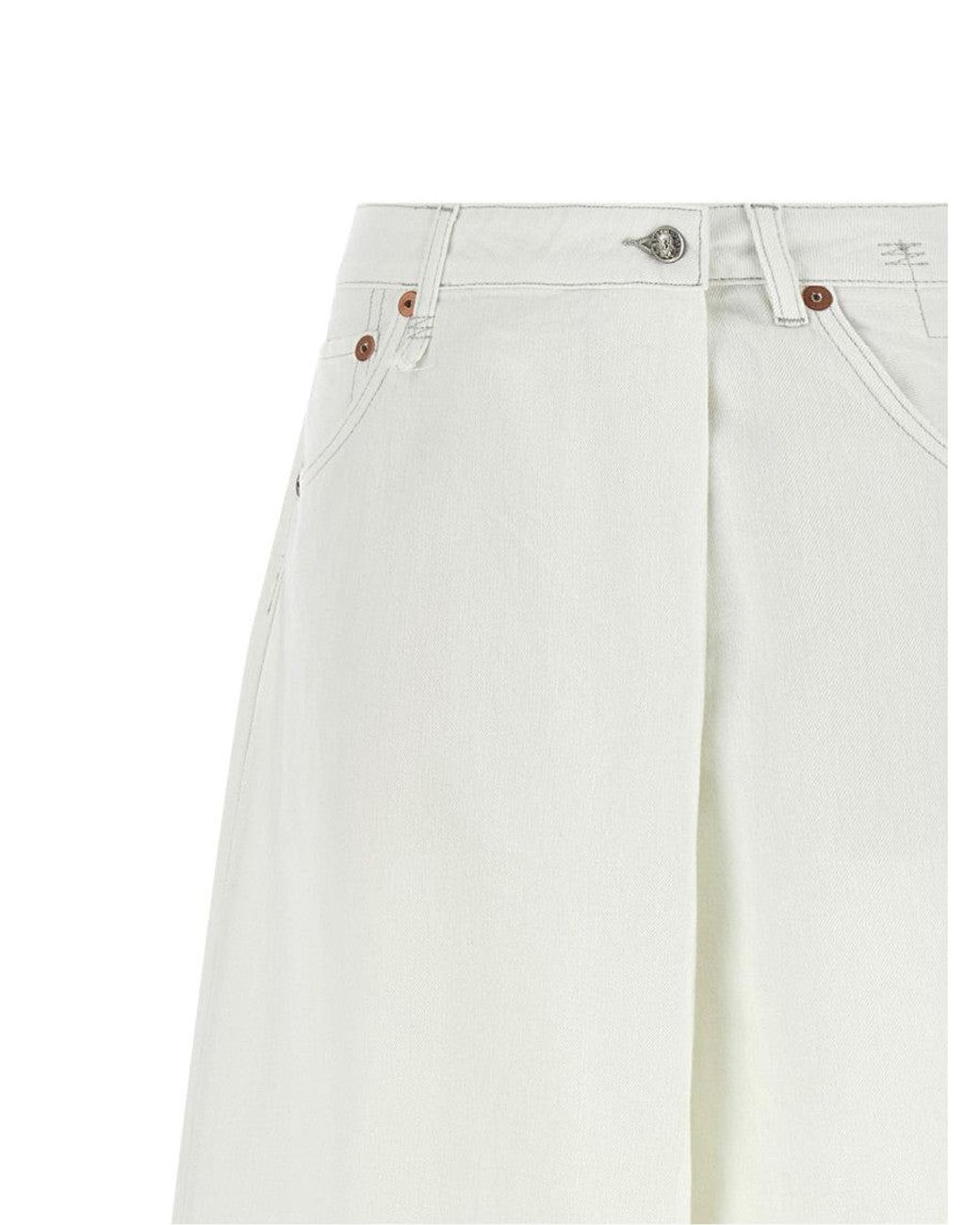R13 White Loose Low Rise Jeans