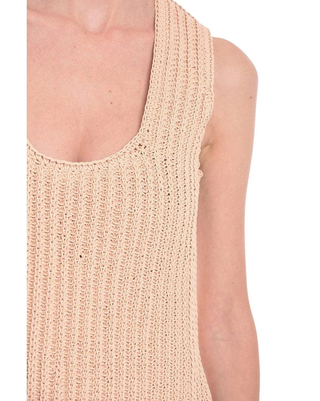 Bottega Veneta Natural Knitted Scoop Neck Dress