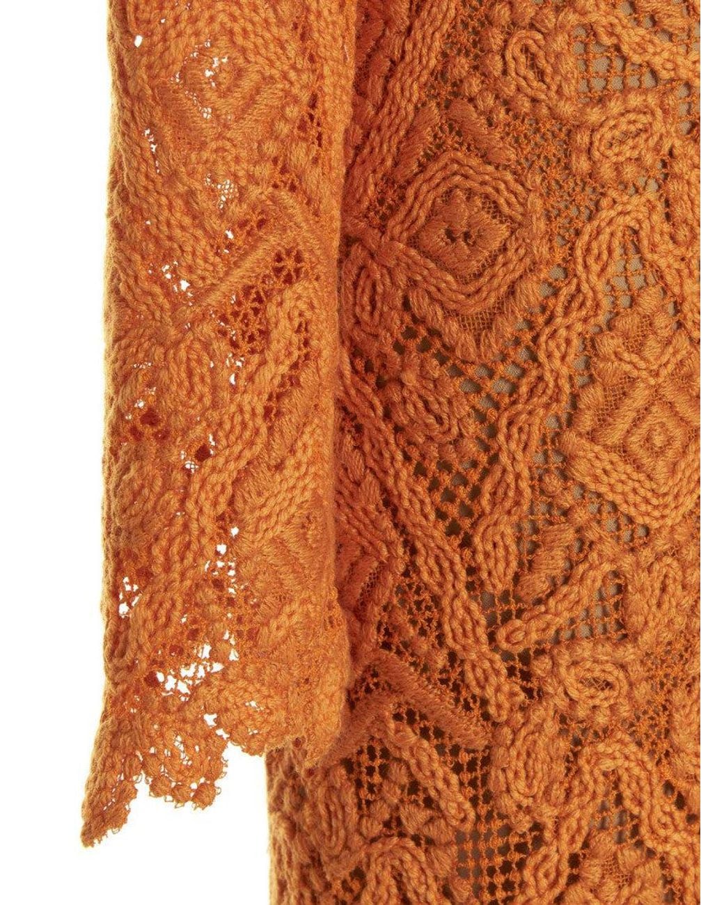Ermanno Scervino Orange Macram Lace Dress