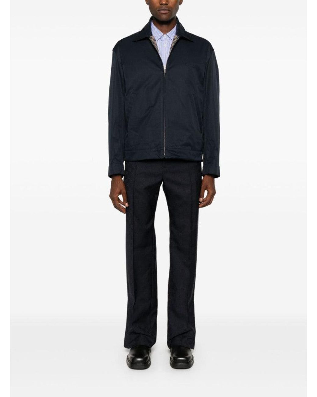 Gucci Blue Jacquard Drawstring Tapered Trousers for men
