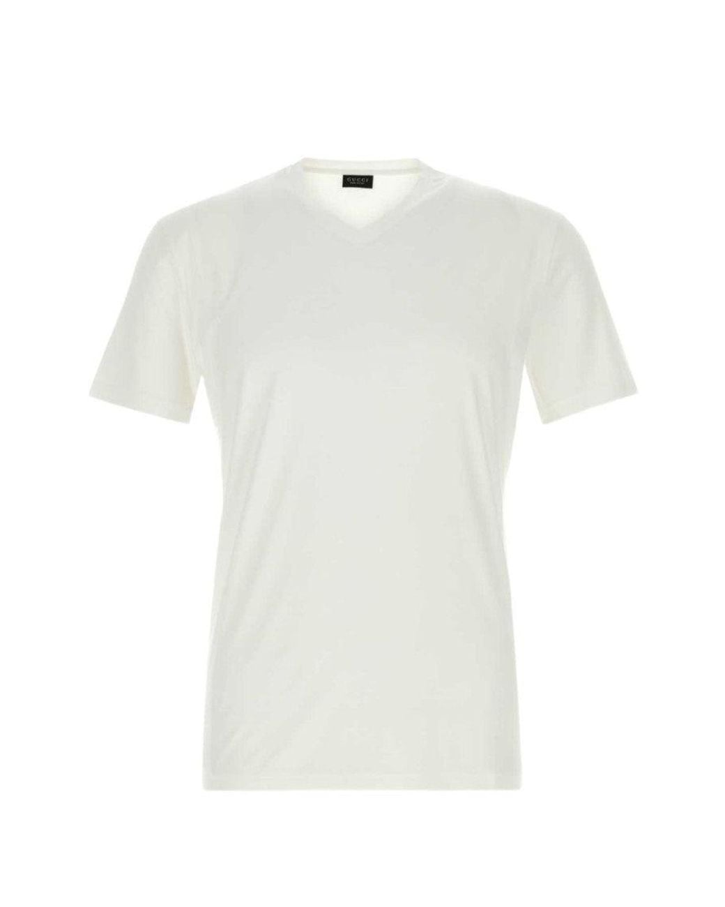 Gucci White Off V Neck T-Shirt for men