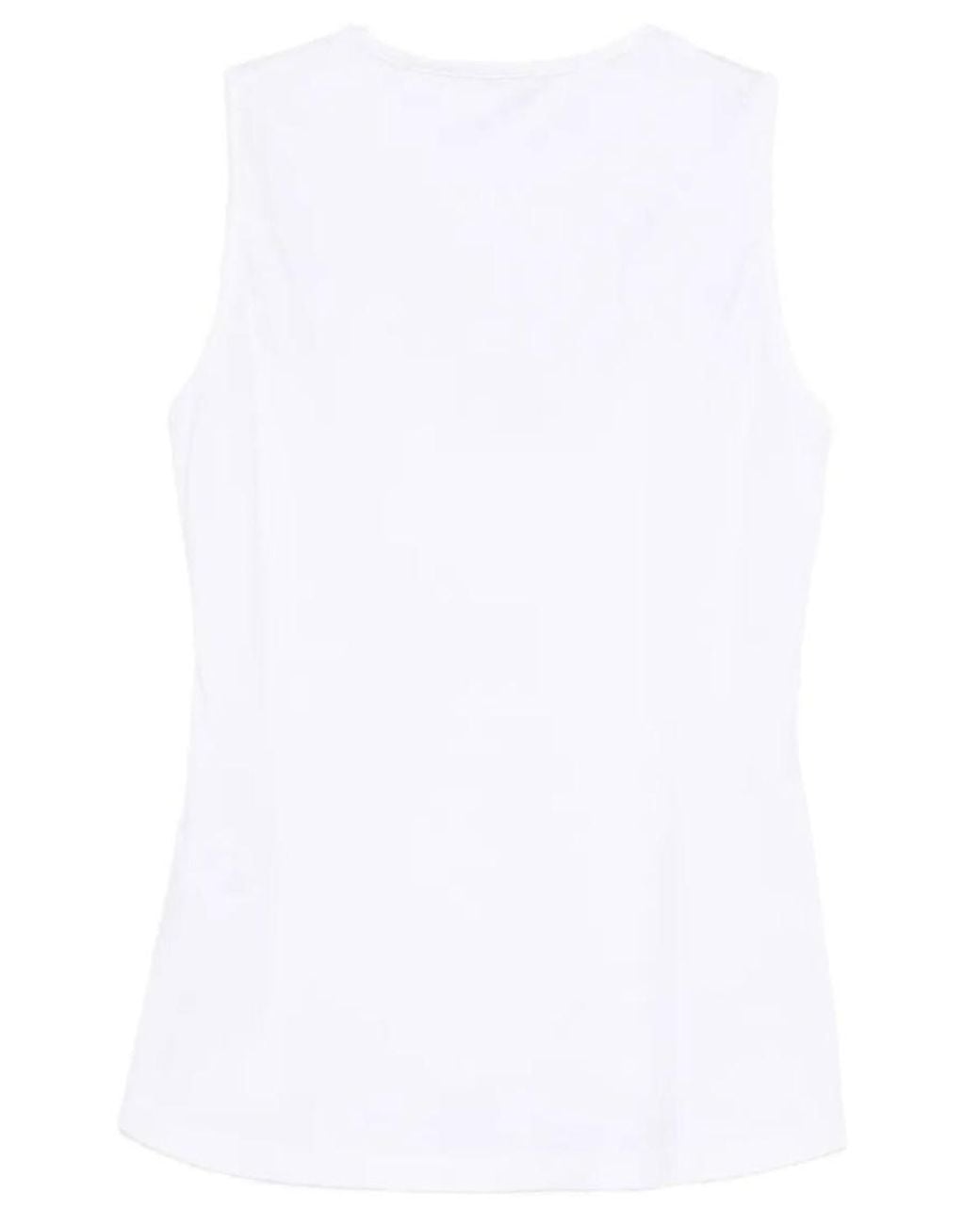 Roberto Collina White Solid Round Neck Top