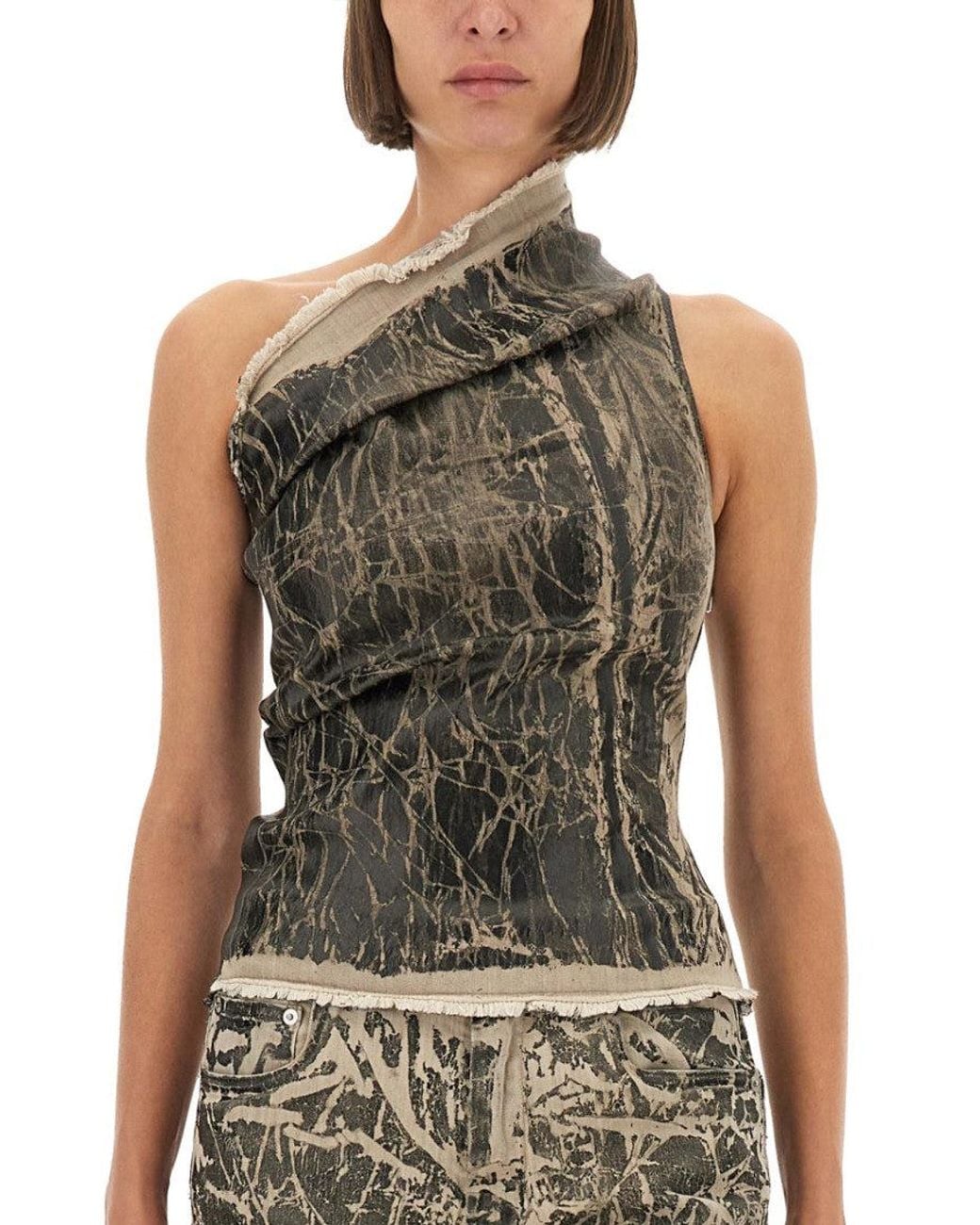 Rick Owens Black Abstract One Shoulder Top