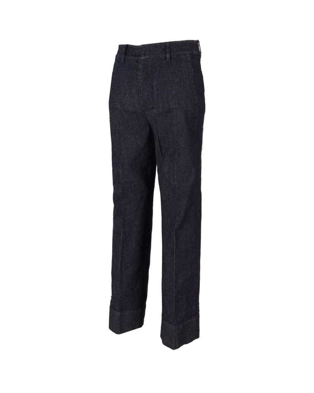 Max Mara Blue Dark Slim Flat Front Pants