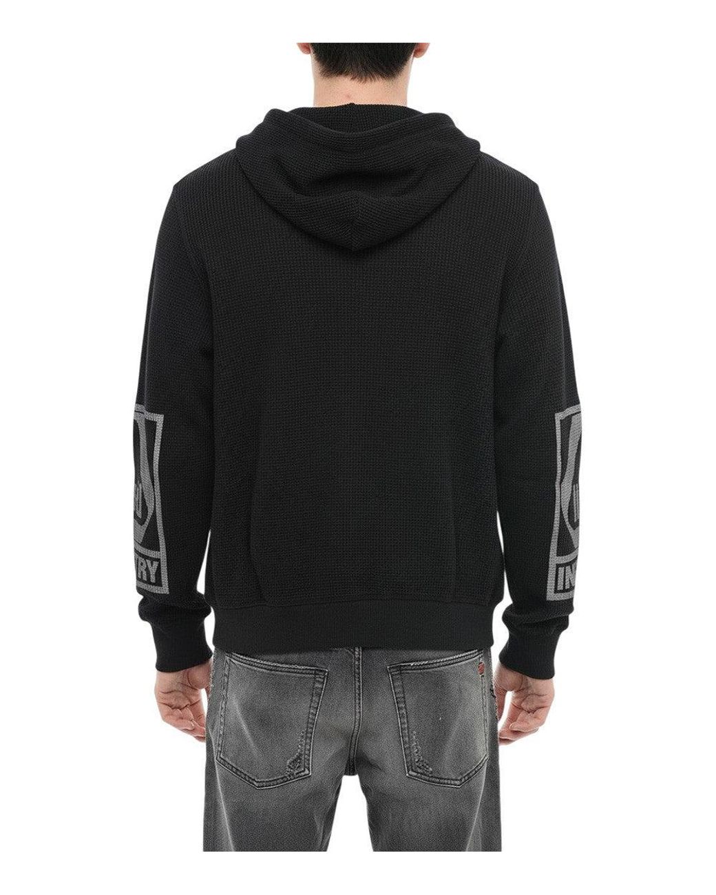 DIESEL Black Knitted Zip Up Hoodie for men